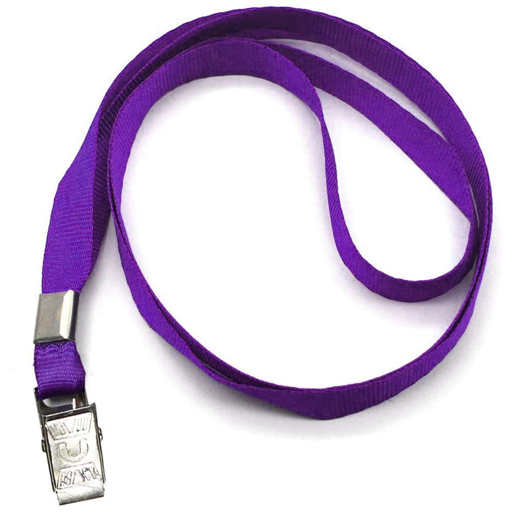 Purple Lanyards 100 Pack Nylon Flat Badge Lanyard For Id Name Tag (purple  100 Pack)