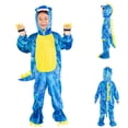 thumbnail image 2 of Dearsun Disfraz de Dinosaurio T-Rex para niños Disfraz de mameluco con Capucha Mono (S/100 3-4 años Azul), 2 of 5