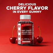 VVitamatic Tart Cherry (360 mg) with Celery Seed (30 mg) 10:1 Extract & Turmeric 20:1 Extract (10 mg) - (Per Serving/2 Gummies) - 60 Gummies