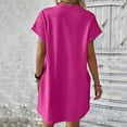 thumbnail image 4 of Vestido camiseta suave de manga corta holgado con bolsillos para mujer - Poliéster spandex, informal de verano - S-XXL, 4 of 7