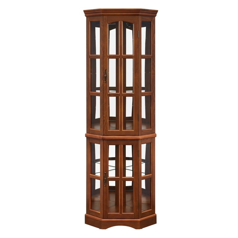 Floor Standing Oak Lighted Curio Cabinet Fscc2000 1mk The 50 Off 3613