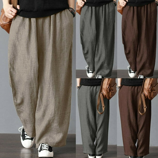 tackle Tilfældig Alle slags New Cotton Linen Wide Leg Pant Men Fashion Casual Loose Wide Leg Pants  Harem Trousers Oversize Vintage Trousers Plus Size S-3XL - Walmart.com