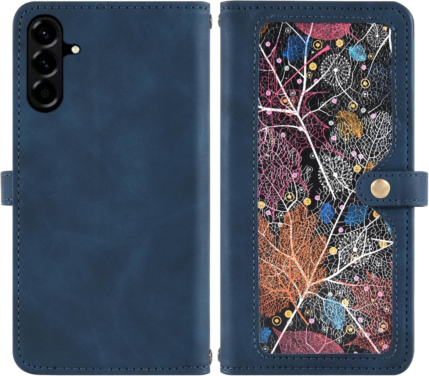 Asuwish Phone Case for Samsung Galaxy A56 5G Wallet Cover With Tempered Glass Screen Protector Crossbody Wrist Strap Flip Pattern Zipper Credit Card Holder Stand Slot Cell A 56 56A LTE Women Men Blue
