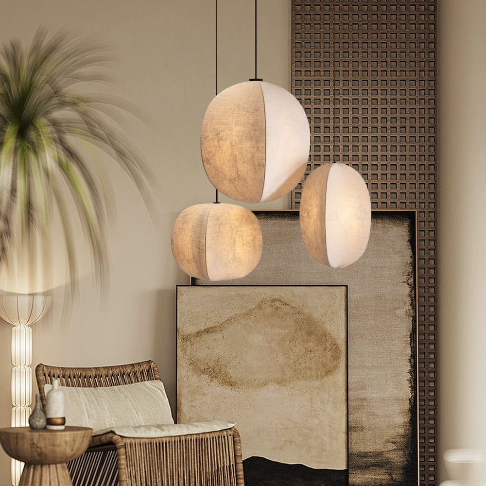 Arturesthome Japanese Wabi-sabi Style Chandelier,Fabric Pendant Light,Nordic Retro Fabric Chandelier,Living Room Dining Room Loft Vintage Chandelier