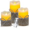 thumbnail image 1 of LED Flameless Candle with Hemp Rope, Battery Powered, Flickering Candle Sticks with Remote Control and Timer (Diameter: 3.25" X H 4" 5" 6"), 1 of 5