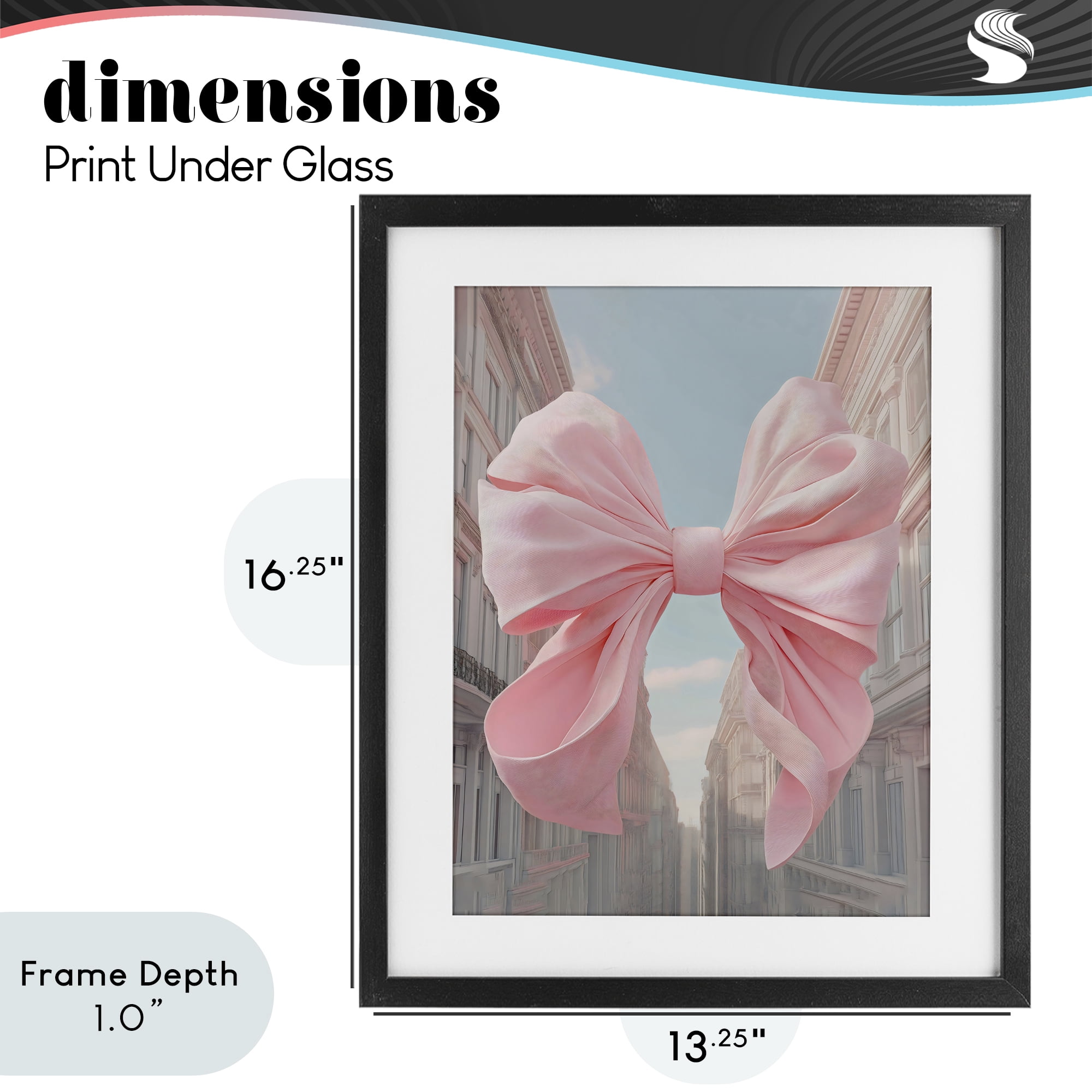 Stupell Industries Pink Bow over City Street Black Framed Print Under Glass, design by The Prints Vibe
