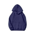 thumbnail image 2 of Ympkerial Trendy Teen Girls Plain Navy Oversized Fleece Hoodie Sweatshirt Long Sleeve Winter Pullover Top Casual Cozy Loose Fit Preppy Wear, 7-8 Years, 2 of 9