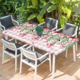 thumbnail image 2 of Valentine's Day Table Cloths for 6 Foot Rectangle Tables, Pink Red Roses Love Heart Eucalyptus Plaid Patio Waterproof Elastic Fitted Tablecloths, Washable Rectangular Table Cover for Camping, 2 of 8