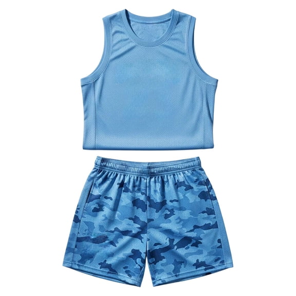 Baby Boy Outfits Athletic Solid Print Sleeveless Crew Neck Tank Top And Shorts 2 Piece Everyday Wear Baby Boys' Clothing Sets Size 3-4 Years