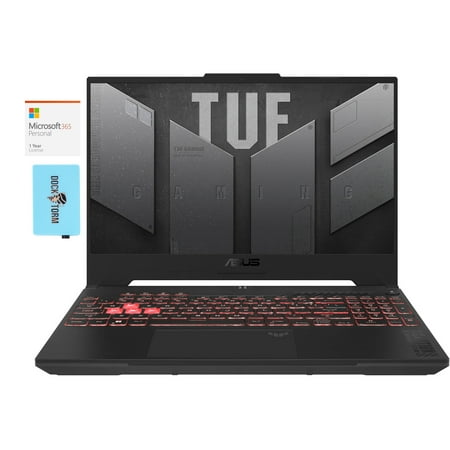 ASUS TUF Gaming A15 (2023) Gaming/Entertainment Laptop (AMD Ryzen 7 7735HS 8-Core, 15.6in 144Hz Full HD (1920x1080), Win 11 Pro) with Microsoft 365 Personal , Dockztorm Hub