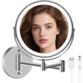thumbnail image 1 of Espejo de Maquillaje LED de Pared con Aumento 1X/10X – 3 Colores Luz Ajustable, Rotación 360°, Brazo Extensible y Plegable – Espejo HD con Carga USB para Baño, Tocador, Regalo para Mujer, 1 of 4