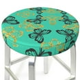 thumbnail image 3 of Junzan Golden Glitter Butterflies Bar Stool Cover Round Seat Cushion With Elastic Washable And Non Slip Bottom For Barstool Padded Chair Slipcover - 14 Inch, 3 of 7