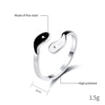 thumbnail image 2 of PAURO Unisex's Stainless Steel Open Adjustable Yin Yang Gossip Signet Ring Silver Size 10, 2 of 5