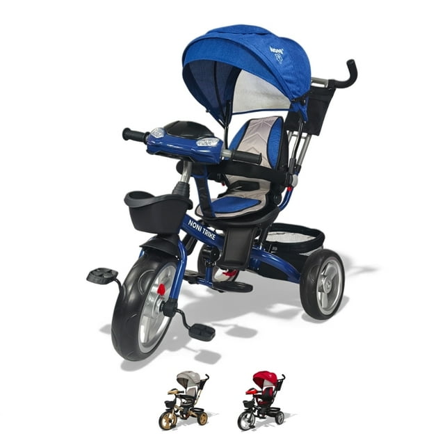 The Baby Shop Triciclo Azul P/ Niños Bebe 7 En 1 Asiento Giratorio Is-3041x