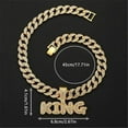 thumbnail image 5 of Men Women Hip Hop Letters KING Pendant Necklace with 15mm Cuban Chain HipHop Iced Out Bling Necklaces Fashion Charm Jewelry, 5 of 7