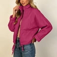 thumbnail image 5 of Zip Up Jackets for Women Plus Size Puffer Jackets Stand Collar Cropped Lightweight Fall Coats with Pockets S-3XL, 5 of 8