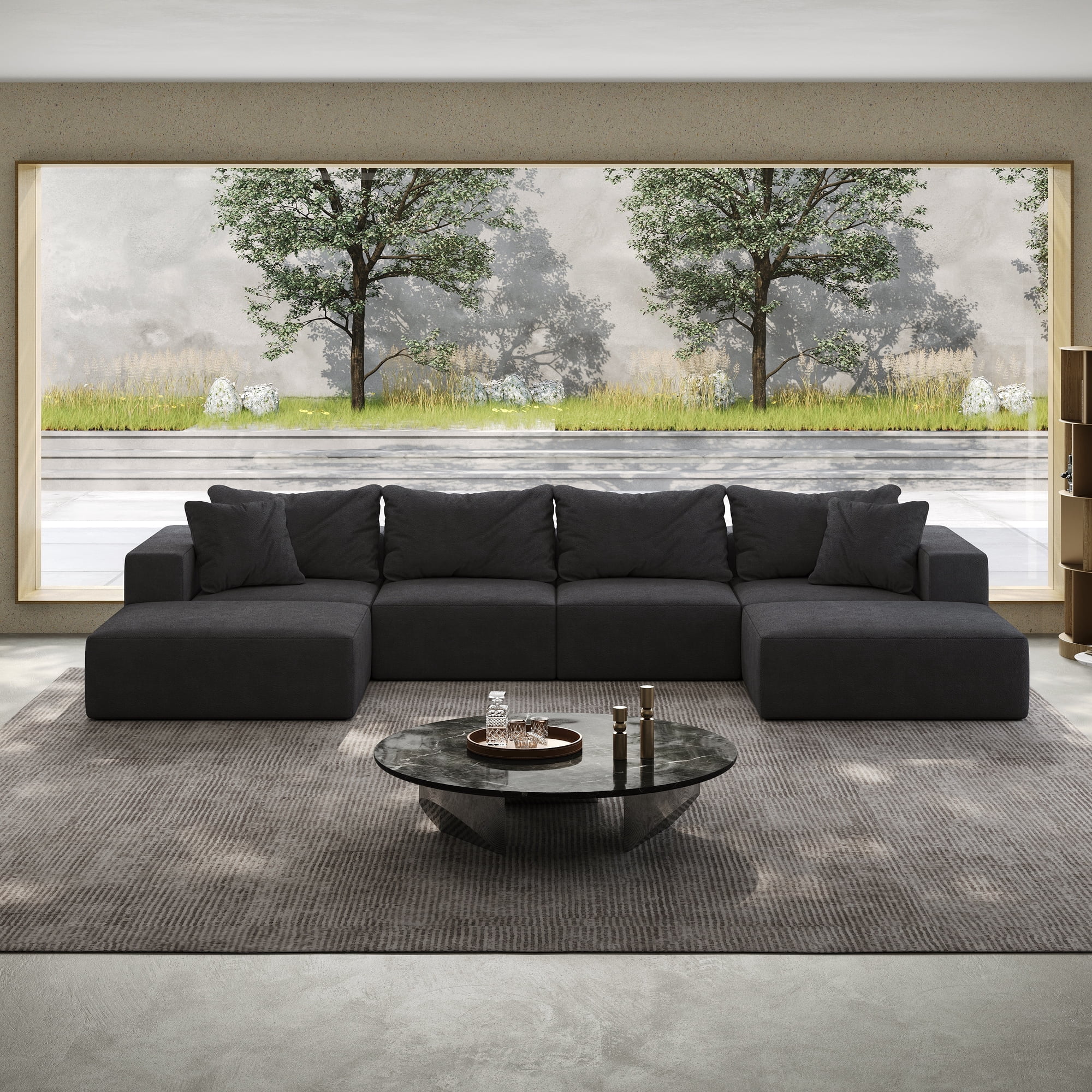 Vinform 162 Modern Upholstered Sectional Sofa with 6 Pillows Free Combination Sectional Sofa Set for Living Room Gray
