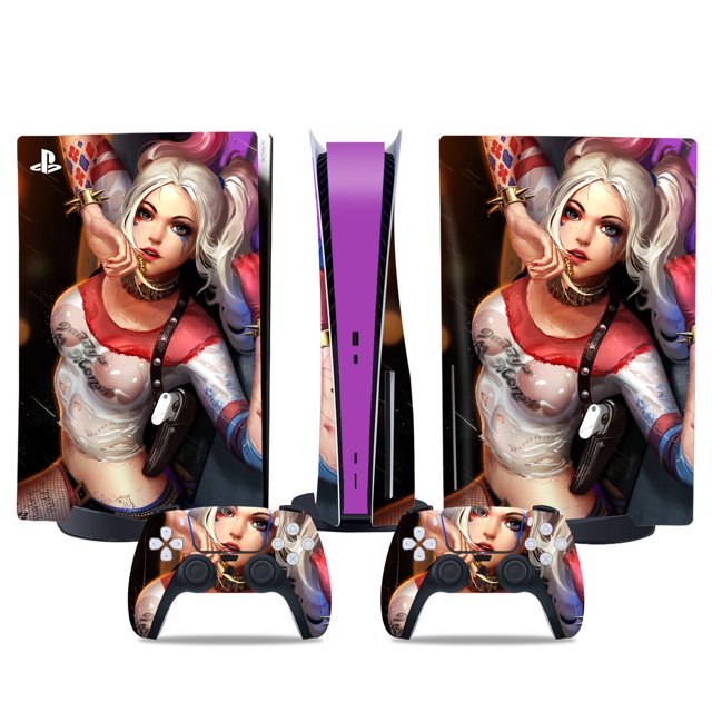PS5 optical drive version sticker, cool PS5 skin, controller handle,for PS5 console and controller,DC cartoon,Halle5