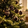 thumbnail image 3 of Flocked Christmas Ball Ornaments Set of 12, Textured Xmas Tree Baubles, Hanging Holiday Decorations for Tree Wreath Home Party Decor - Coffee, 3 of 7