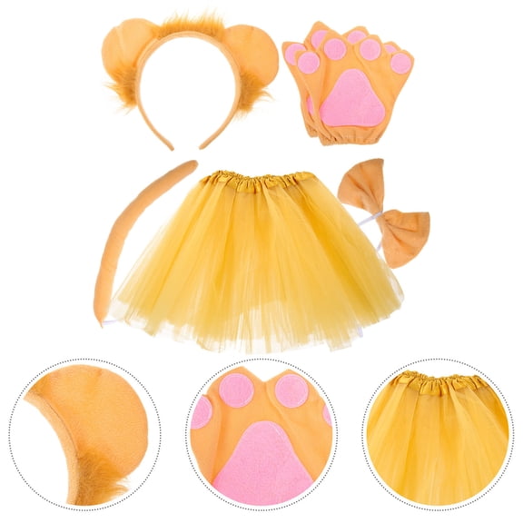 SWETRACE Lion Ears Headband with Bowtie and Tutu Skirt Assorted Color Fabric Cosplay Accessory 1Set