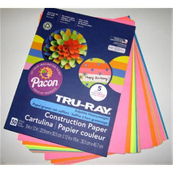 Pacon 91234SC 9 x 12 in. Tru-Ray Hot Colors, Atomic Blue - Pack of 50
