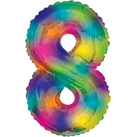 Giant Rainbow Number 8 Balloon 34"
