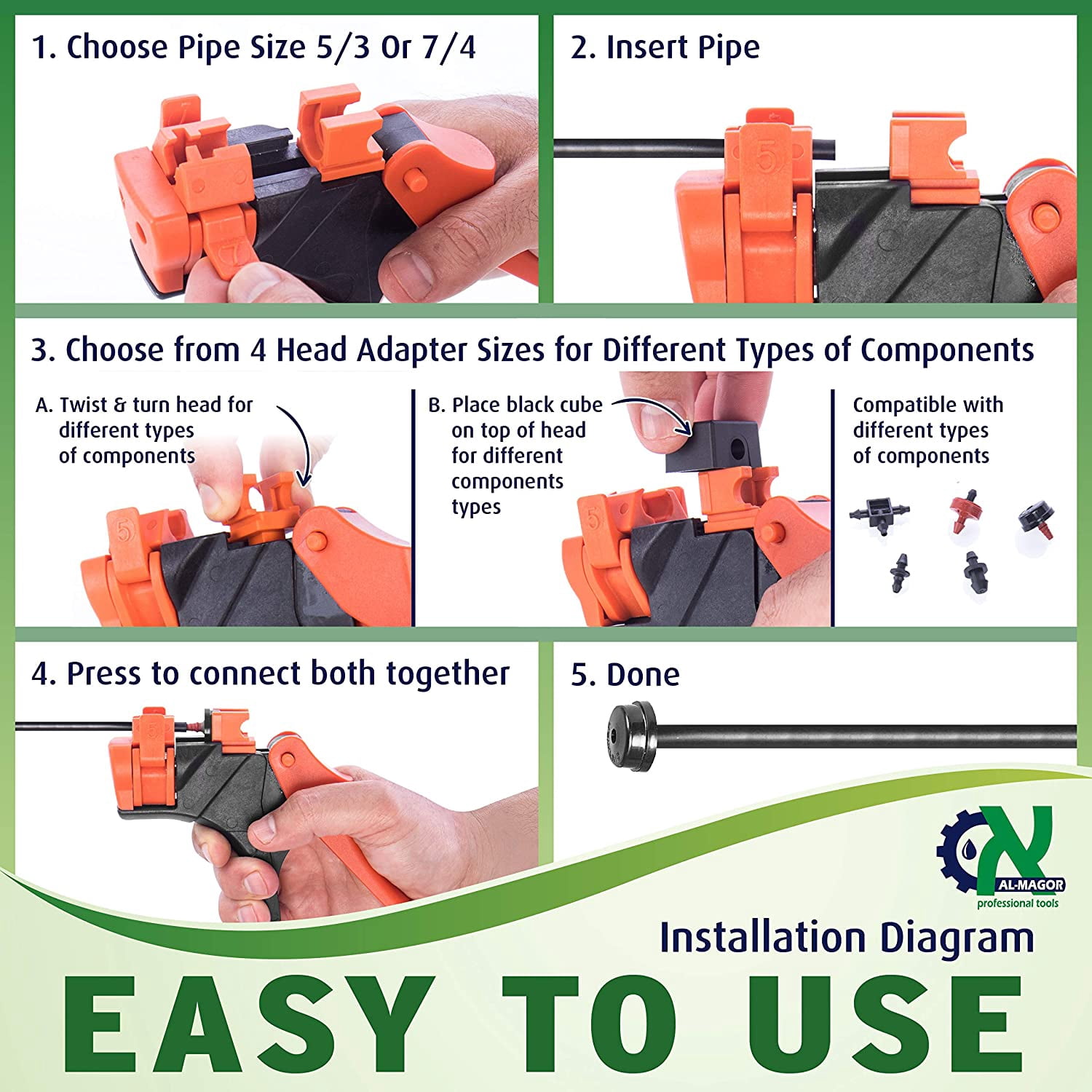 Al-Magor Talli Grip Insertion Tool - Drip Irrigation Punch Tool Kit 700011