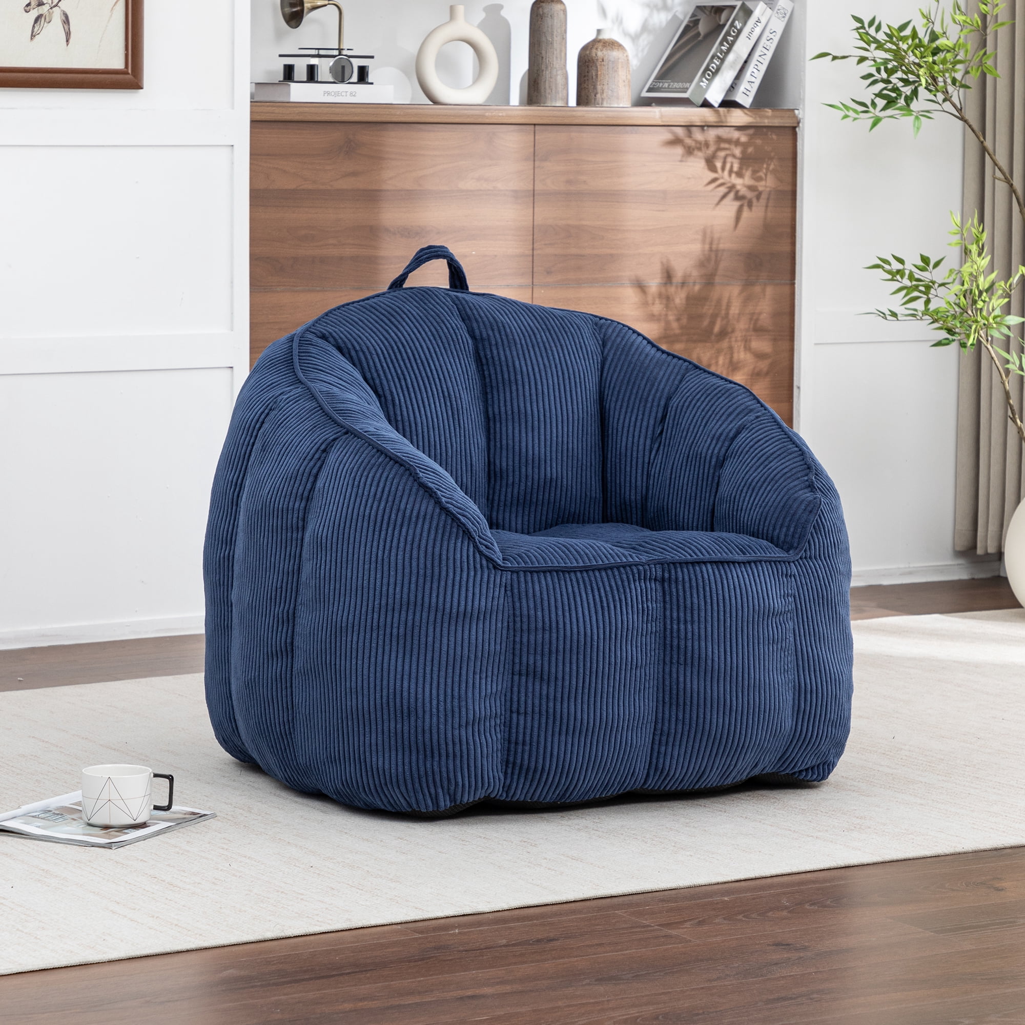 Corduroy Giant Bean Bag Chair for Adults Teens with Armrests