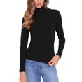 thumbnail image 1 of Suéteres de manga larga para mujeres, cuello de tortuga falso, casuales, de moda, ajustados, camiseta de cachemira, suéter pullover, XL, negro, 1 of 6