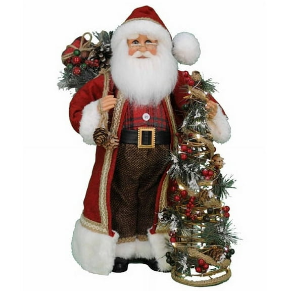 Karen Didion Originals Lighted Woodland Pine Santa Figurine, 17 Inches