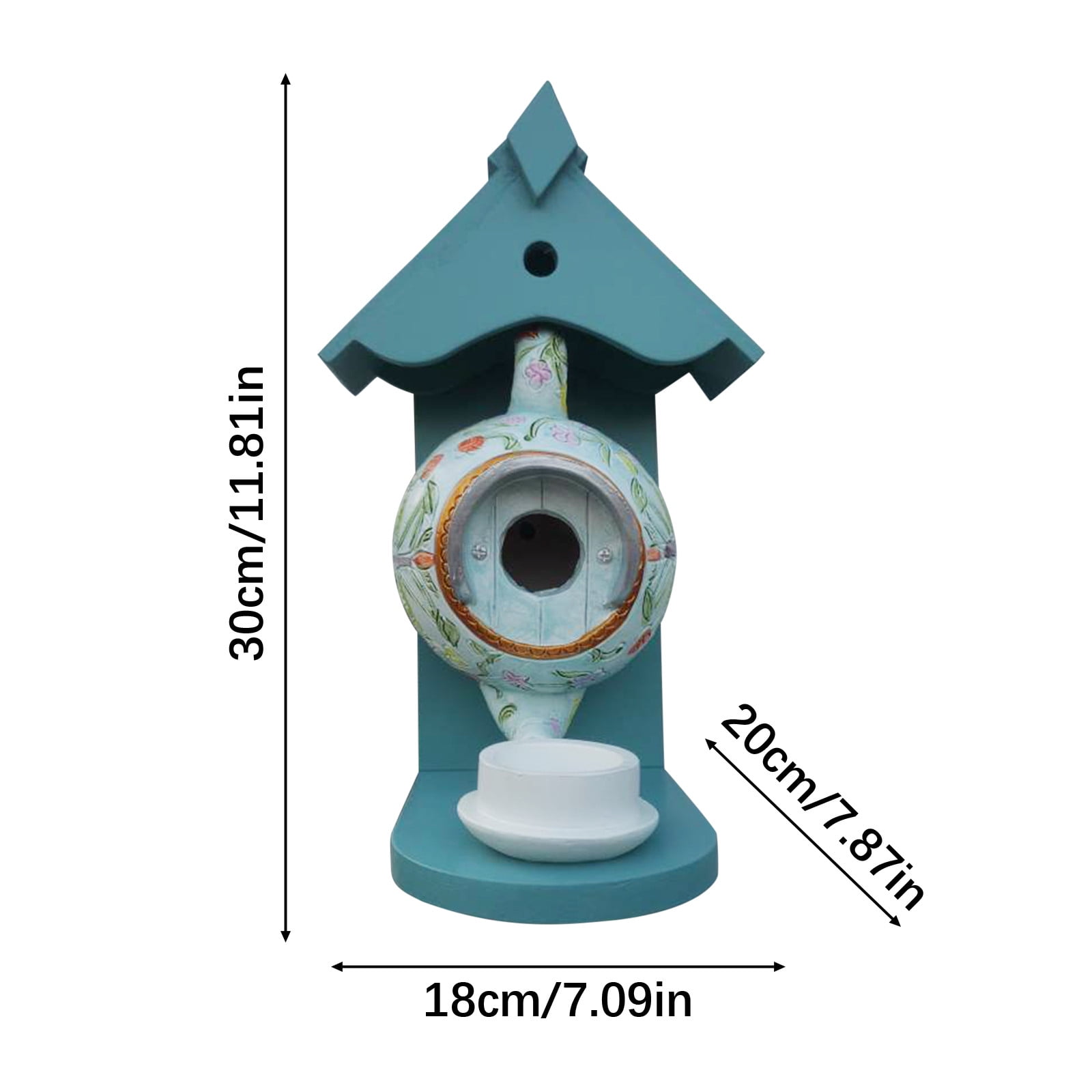 FFENYAN Resin Ceramic teapot Decoration Bird Feeder Bird House And Feeder Vintage Style Outdoor Bird House Bird Feeder Teapot Teacup Design Garden Wall Hanging Resin Decoration