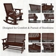 thumbnail image 3 of Fortune candy Wood Patio Glider with High Roll Back and Deep Contoured Seat, for Outdoor, Garden, Yard, Lawn, 2-Seaters, Red Brown, 3 of 5