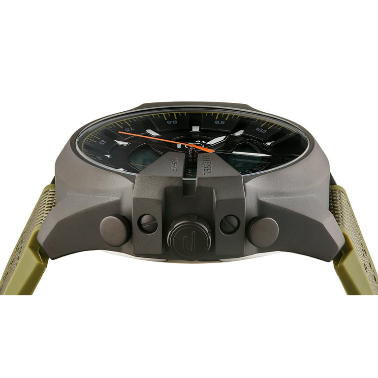 Diesel Men's Mega Chief Analog-Digital Green Nylong and Silicone Watch,  DZ4549