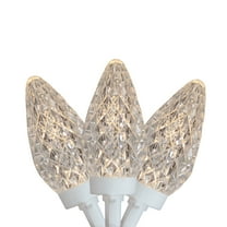 100 Count Warm White LED Faceted C9 Christmas Lights - 41 ft White Wire