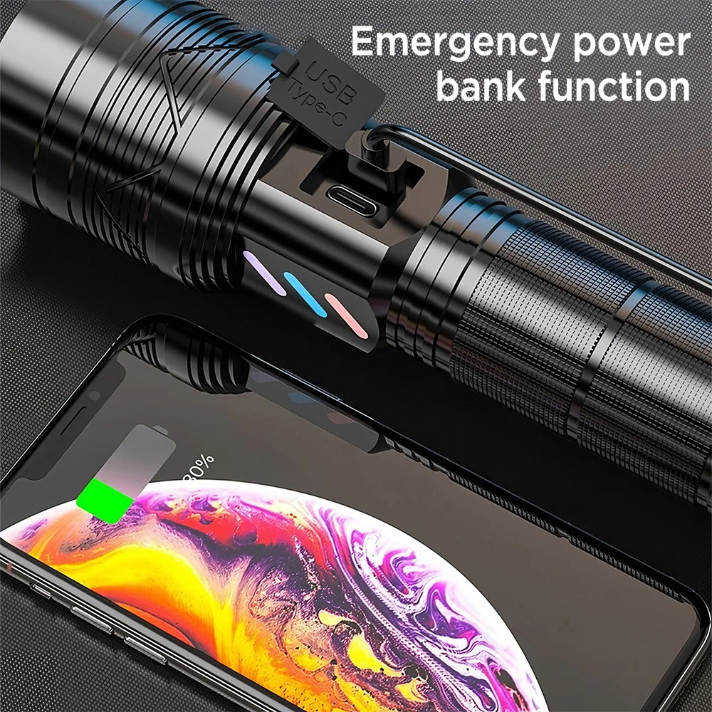 5000000 Lumen LED Tactical Flashlight Rechargeable Super Bright Powerful Torch