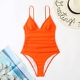 thumbnail image 2 of Trajes de baño siameses de color sólido sexy para mujer Conjunto de ropa de playa con estampado de bikini Fridja  nalpqowj53160, 2 of 4