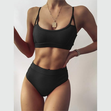 

Cathalem Sports Bra Swimsuit Top Women Bandeau Beachwear Set Swimsuit Bandage Brazilian Push-Up Swimwear Swimsuit Teen Girl Underwear Black Large
