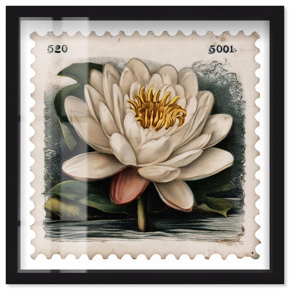 Postal Bloom II Shadowbox Print Cute Art Prints by Art Remedy, Black Frame, 12 x 12