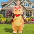 thumbnail image 2 of COMIN 72 inch Inflatable Dinosaur Costume for Adults Ride on Dino Costume Blow Up Trex Costume Orange Costume for Halloween Party, 2 of 6
