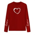 thumbnail image 5 of mihongmao Valentine Day Tops for Women Long-Sleeved Round Neck Pullover Casual Printed Fashion Top T-Shirt Red 3X, 5 of 5