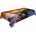 thumbnail image 3 of Palm Trees Decorative Rectangle Tablecloth Ocean Seascape Beach Palm Tree Sunset Polyester Table Cloths Kitchen Table Cover for Dining BBQ Picnic Coffee Table 60 x 84 Inch 6-8 Seats, 3 of 6