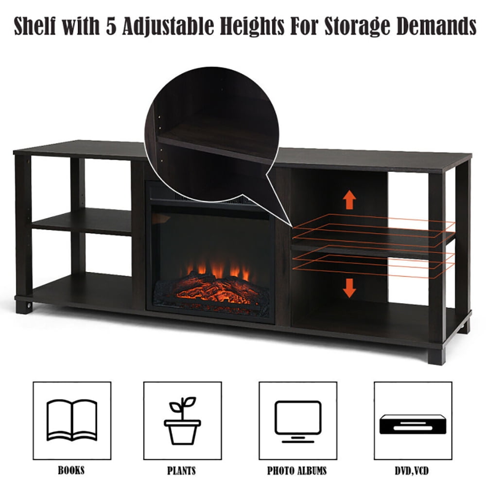 Finihen TV Stand, TV Cabinet, 2-Tier TV Storage Cabinet Console with Adjustable Shelves, Media Entertainment Center with Storage, for Living Room, Bedroom, Black