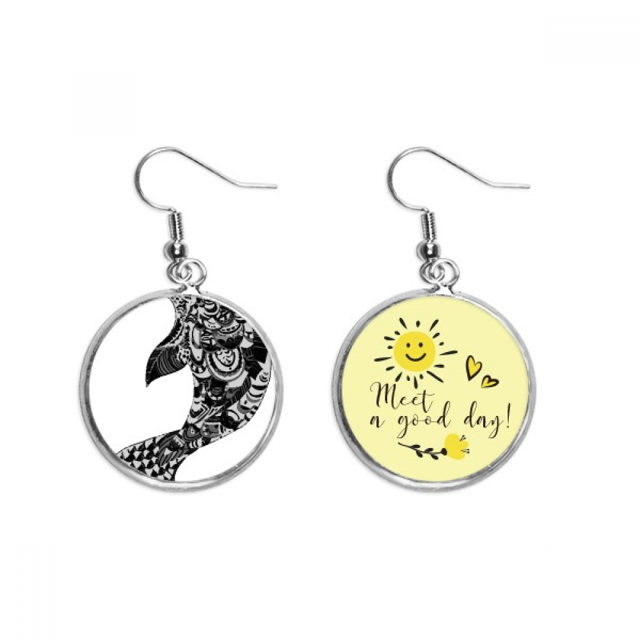 Obra maestra de dibujo montañas ríos de China Pendiente Sol Flor Pendiente Joyas Moda Unbranded M