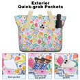 thumbnail image 2 of Tote Bag for Women - Pioneer Flower Shoulder Bag - Large Utility Work Duffle Bag with Zipper Handbag for Travel, Work, Sprots, 2 of 5