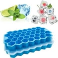 thumbnail image 2 of Wattne Ice Cube Trays 2 pack, 74 Cavity Ice Cube Maker, Stackable Silicone Ice Trays Maker with Lid, Easy Release Reusable Ice Cube Tray for Whiskey, Cocktail, Bourbon & Chilled Drinks (Blue), 2 of 2