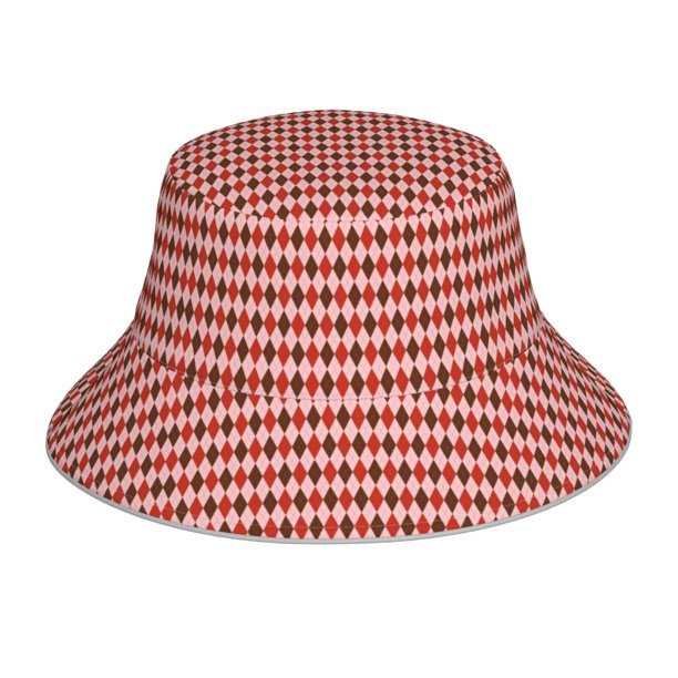 Balery Red and Brown Squares Sombreros para el sol para hombre y mujer, sombrero de pescador con UPF 50+
