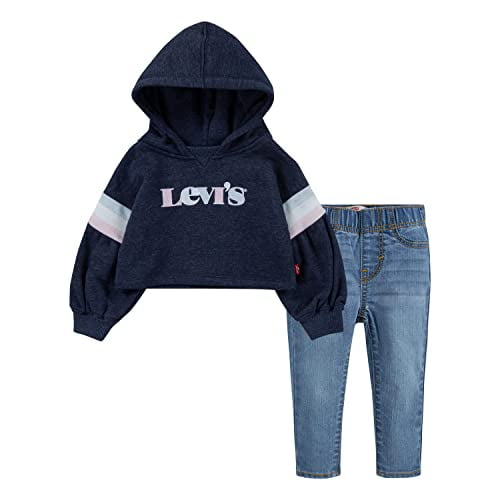 Baby Girls Hoodie and Denim 2 Piece Outfit Set Peacoat Day Off 9M