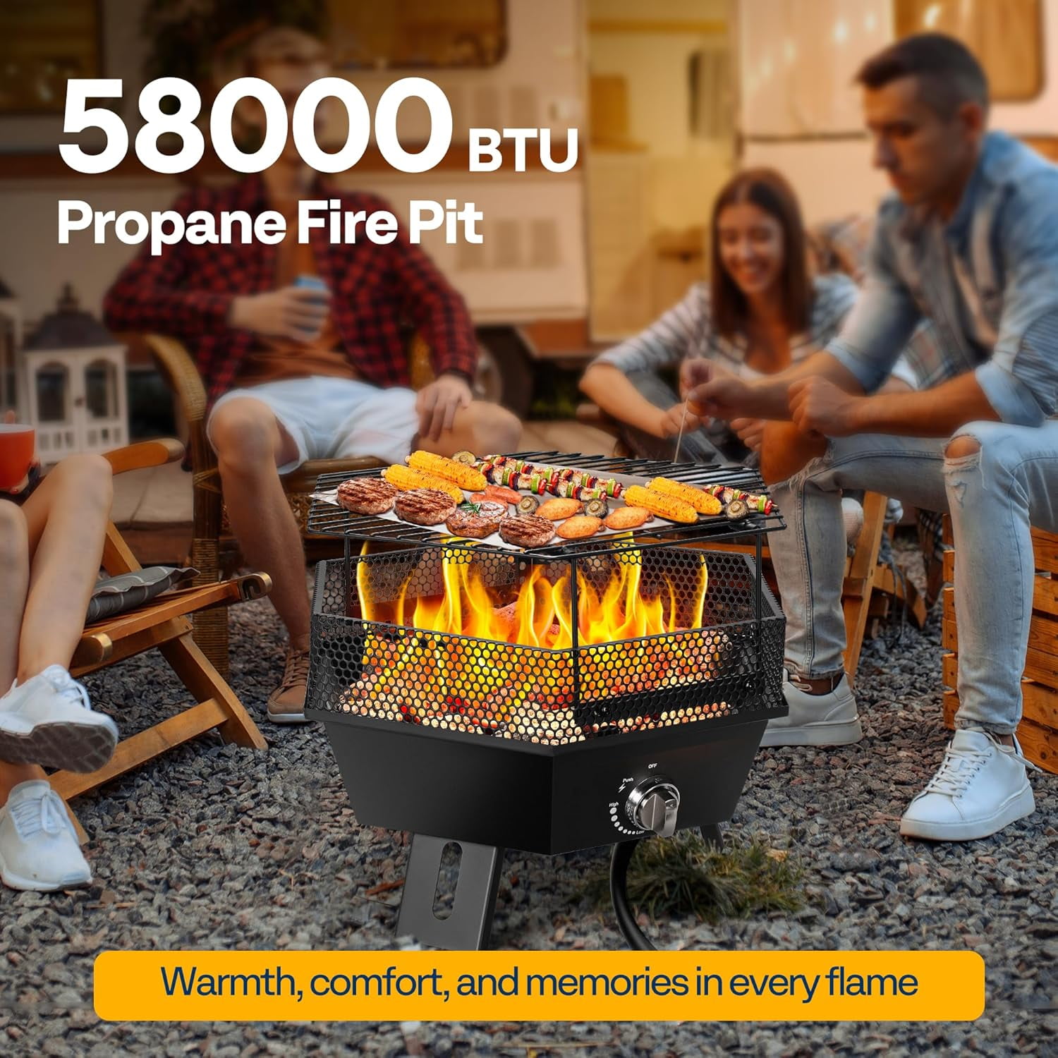 SPECSTAR 58,000 BTU Smokeless Portable Propane Fire Pit, 24-Inch with Carry Bag & Tank Holder