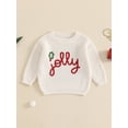 thumbnail image 4 of Toddler Kids Little Boy Girl Christmas Sweater 3 6 9 12 18 24 Months 2T 3T 4T 5T Letter Embroidery Long Sleeve Crew Neck Pullover Knit Tops for Winter Fall, 4 of 9