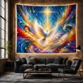 thumbnail image 5 of Moon Stars Radiant with Dove Wings Fully Spread, Mystical Fantasy for Space Lovers, Galaxy Room Decor, Housewarming Gift, Tapestry Wall Hanging for Bedroom and Dorm, 5 of 6